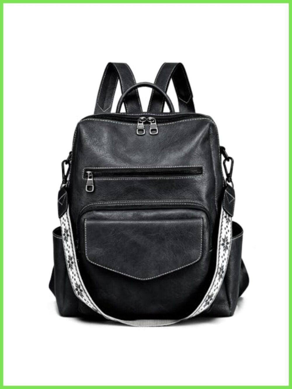 PU Leather Medium Backpack Purse Convertible Shoulder Bag Multi-Pocket